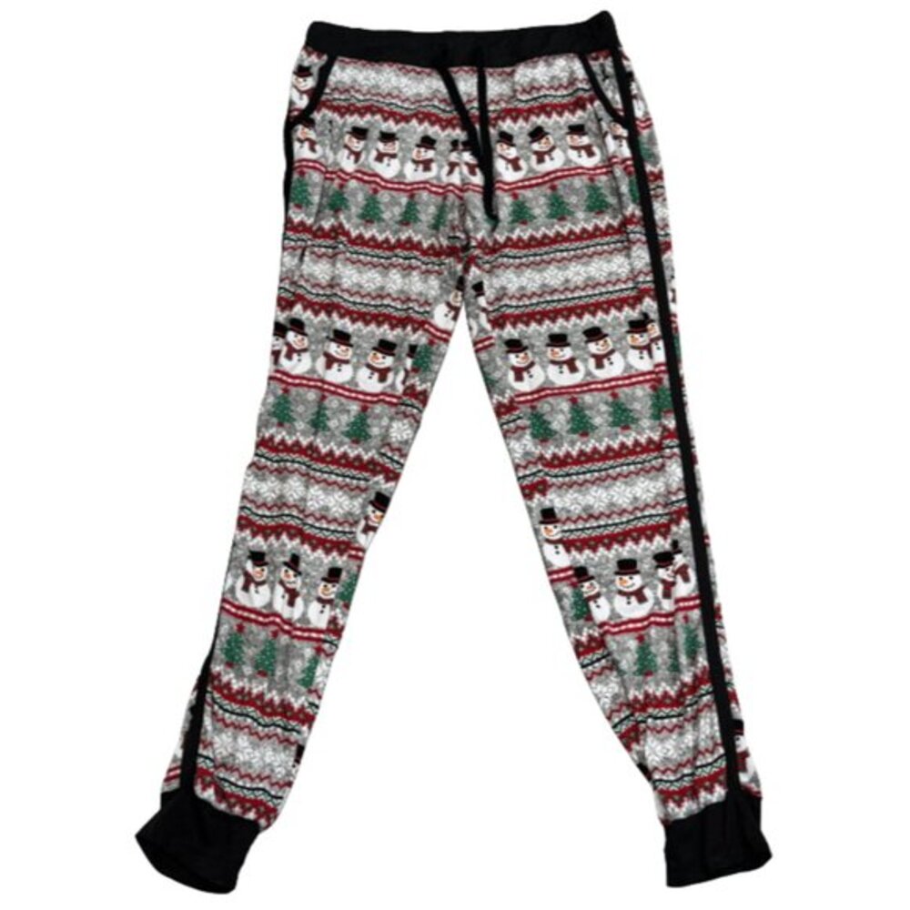 No Boundaries Snowman Holiday Patterned Joggers with Pockets